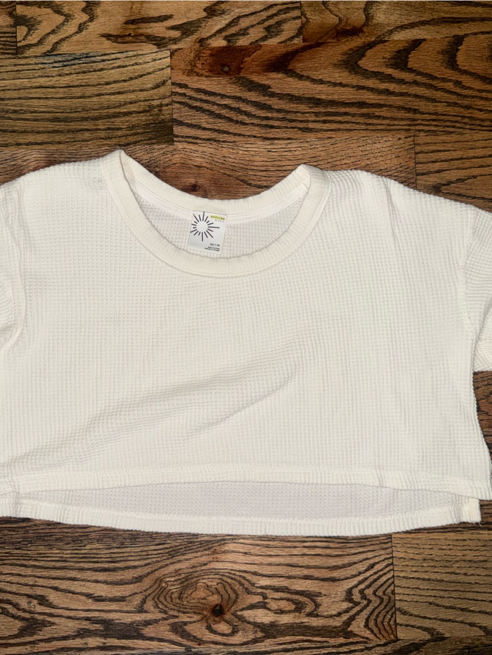 Kids White Waffle Knit Short Sleeve Top